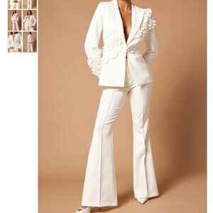 Claudette Floral Embroidered Suit Set White-Fashion Nova